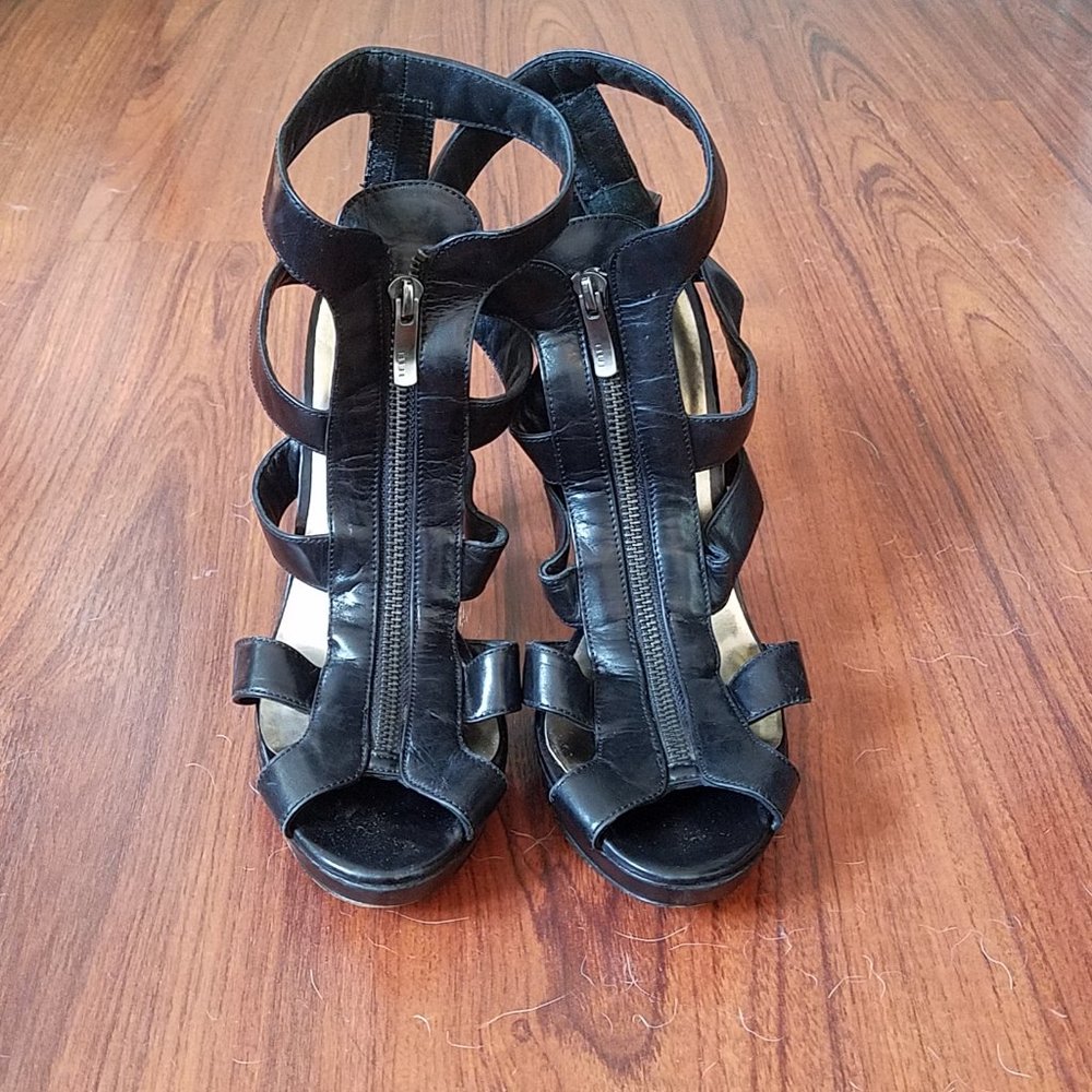 Barbara Bui Black Leather Gladiator Sandals, US 10, IT40